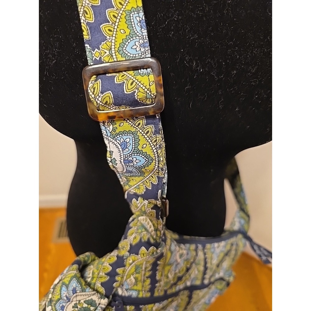 Vera Bradley Shoulder Bag Cambridge Pattern Handbag Excellent Retired Green Blue - Picture 4 of 9